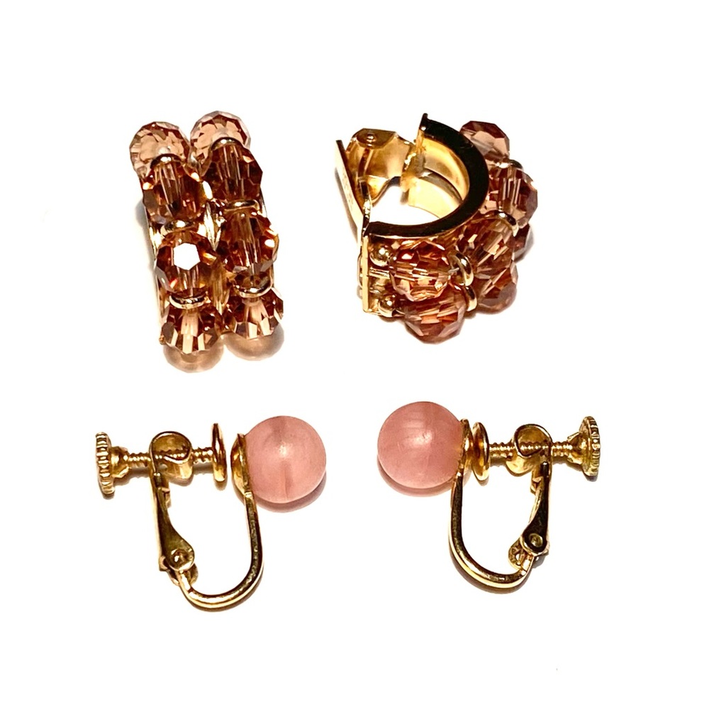 Napier Crystal Clip On & Pink Screw Back Earrings - Picture 3 of 14